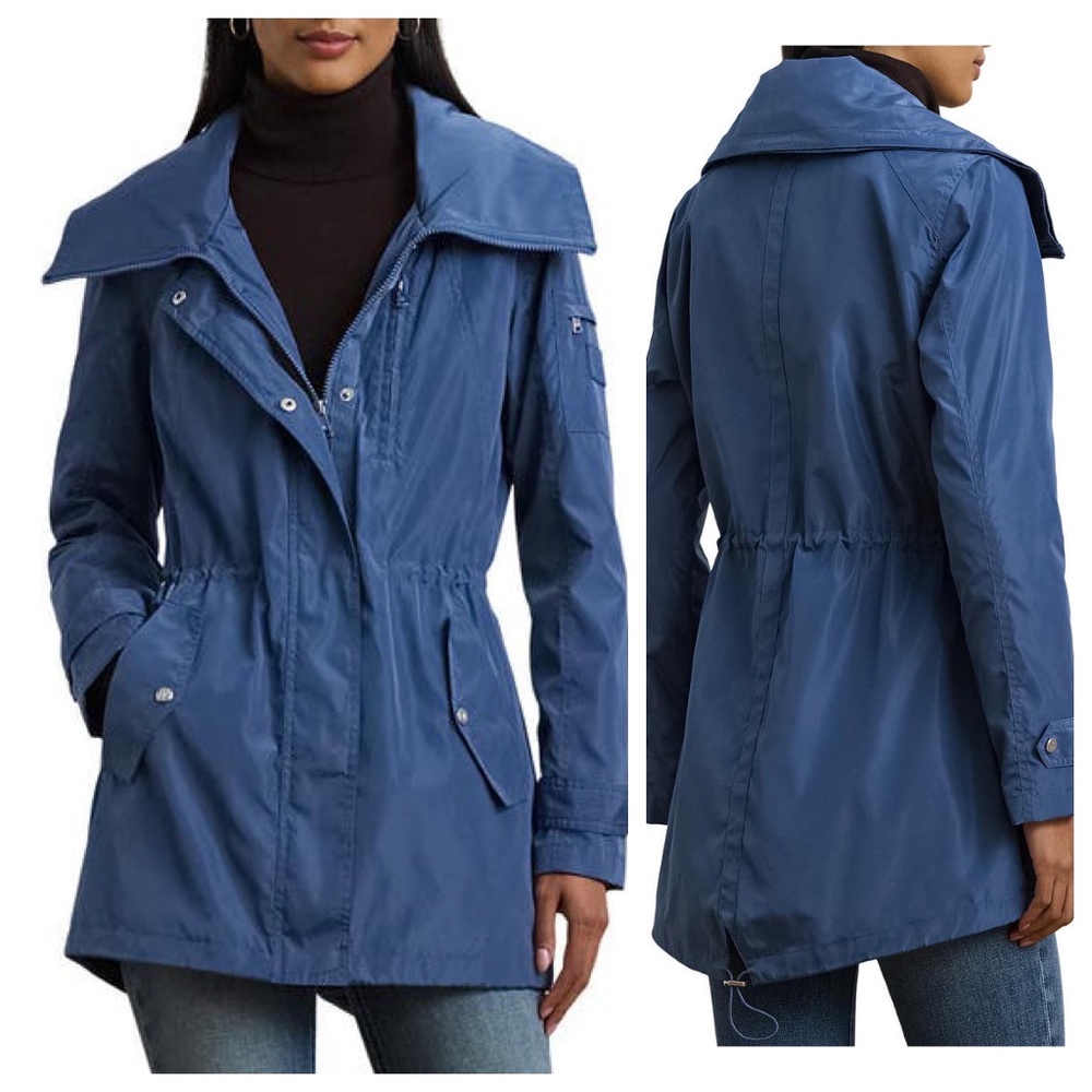 NWT LAUREN RALPH LAUREN Lightweight Zip Jacket in Agate Blue Hood Women's Sz S/6